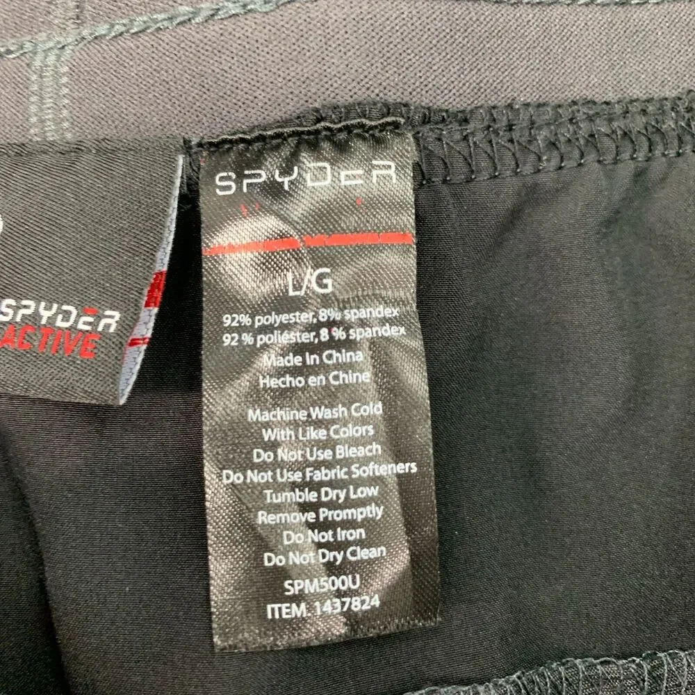 Spyder Active Shorts Mens L Large Charcoal Drawstring Pull On Stretch Workout